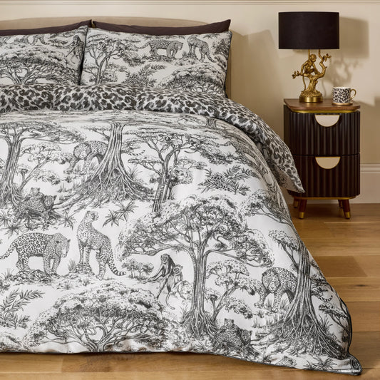 Clarke & Clarke Kisumu Duvet Cover Set - Monochrome