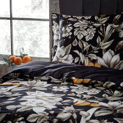 Edinburgh Weavers Lavish Floral Duvet Cover Set - Noir