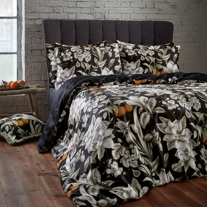 Edinburgh Weavers Lavish Floral Duvet Cover Set - Noir