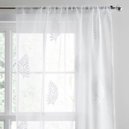 Leaf Embroidery Voile Panel in White - Voile Panel - Appletree