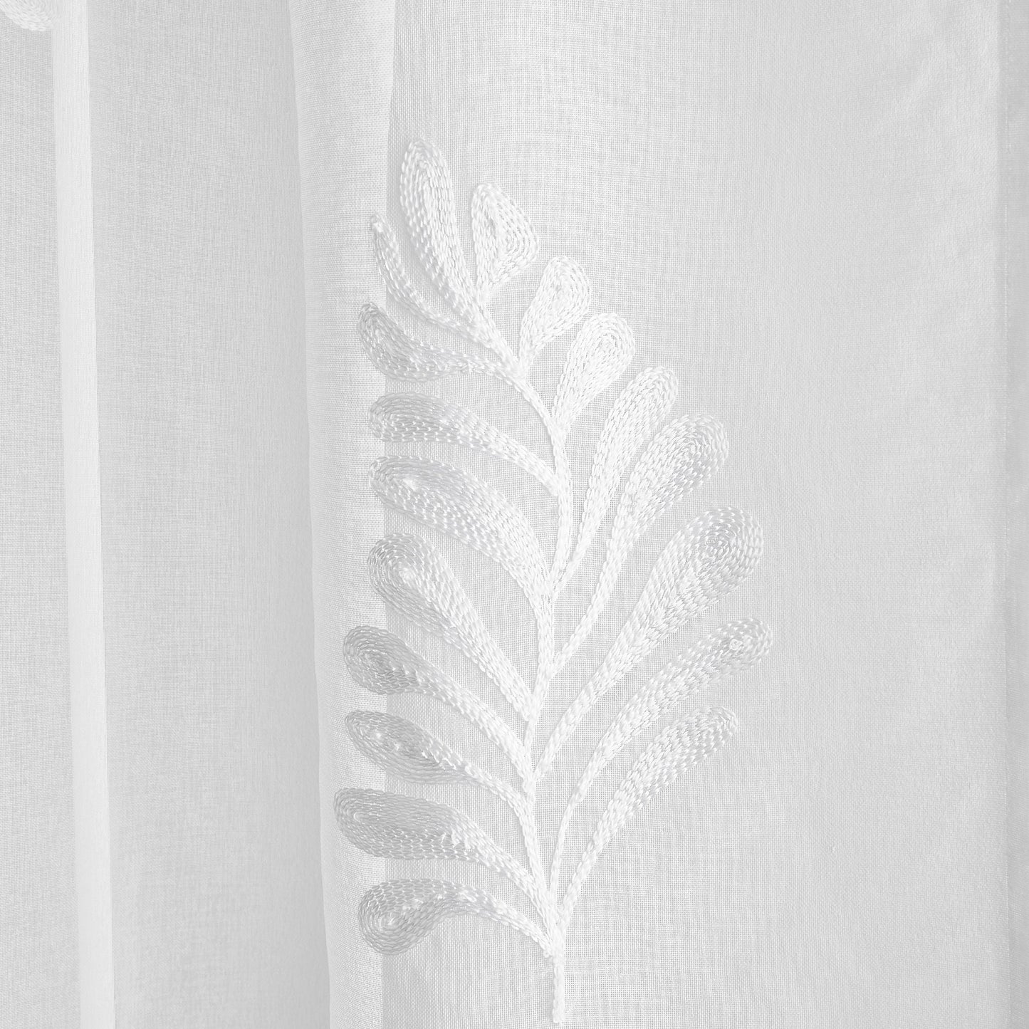 Leaf Embroidery Voile Panel in White - Voile Panel - Appletree