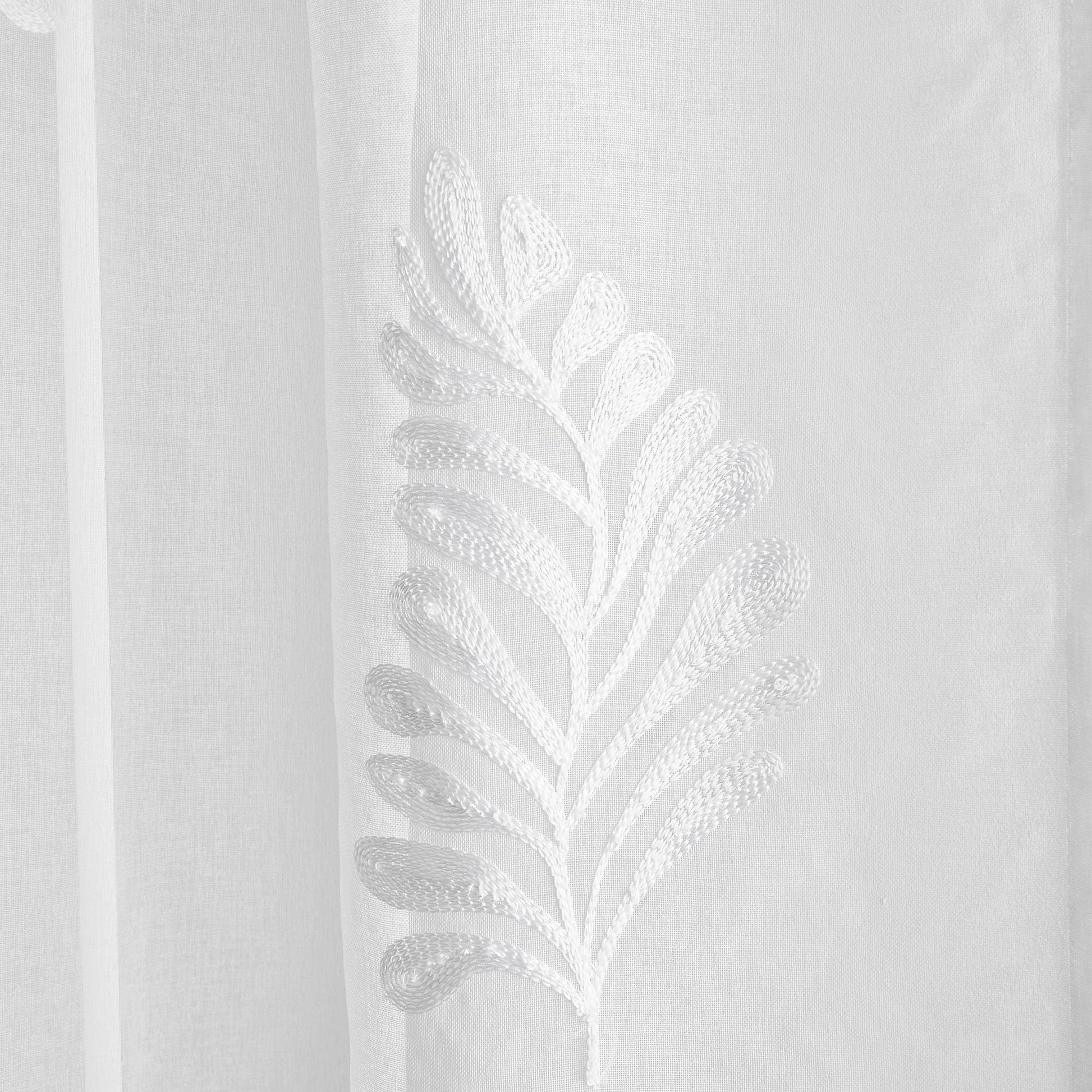 Leaf Embroidery Voile Panel in White - Voile Panel - Appletree