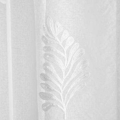 Leaf Embroidery Voile Panel in White - Voile Panel - Appletree