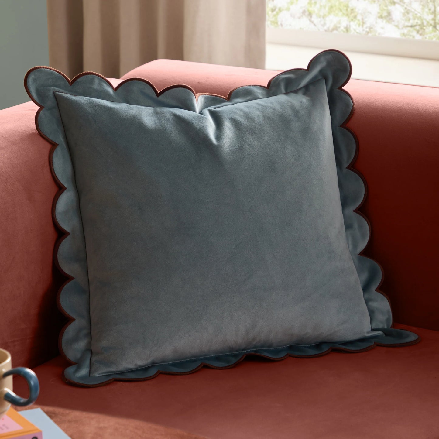 Furn Lil Scallop Cushion - Blue/Brown