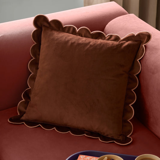 Furn Lil Scallop Cushion - Chestnut/Slipper
