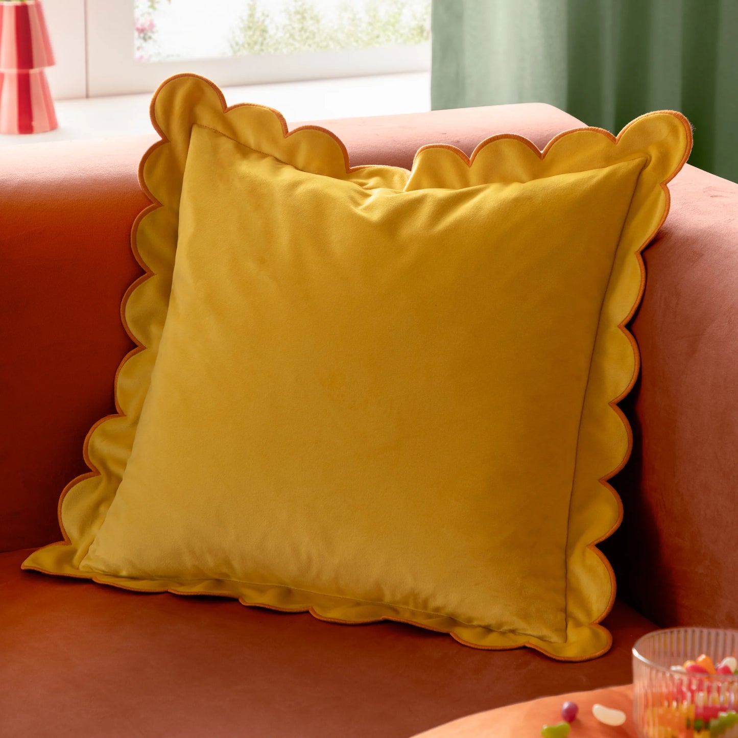 Furn Lil Scallop Cushion - Lemon/Ginger