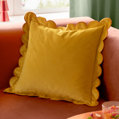 Furn Lil Scallop Cushion - Lemon/Ginger
