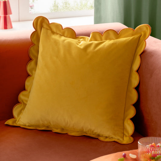 Furn Lil Scallop Cushion - Lemon/Ginger