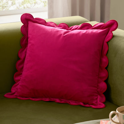 Furn Lil Scallop Cushion - Pink/Red