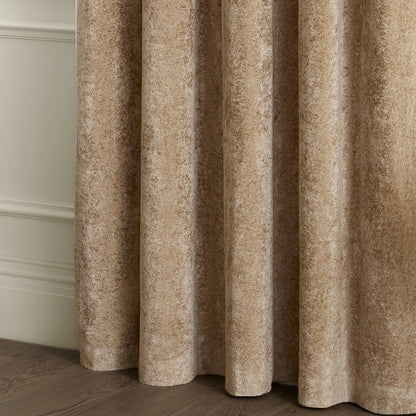 Paoletti Lustre Velvet Eyelet Curtains - Champagne