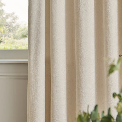 Paoletti Lustre Velvet Eyelet Curtains - Ivory