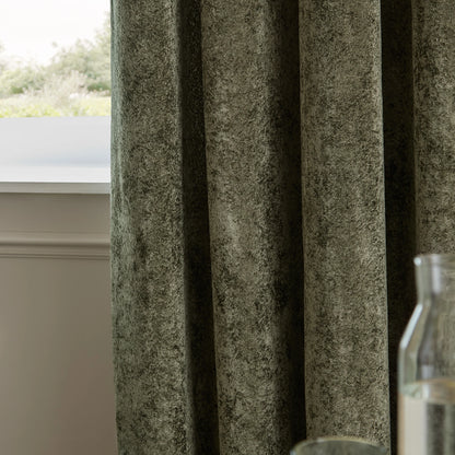 Paoletti Lustre Velvet Eyelet Curtains - Malachite Green