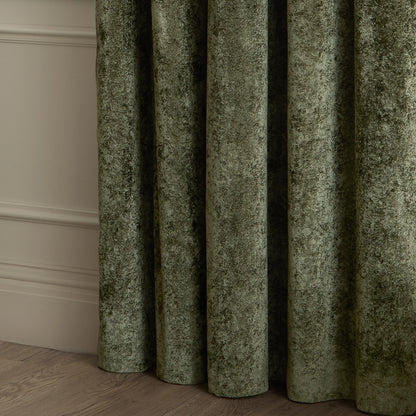 Paoletti Lustre Velvet Eyelet Curtains - Malachite Green