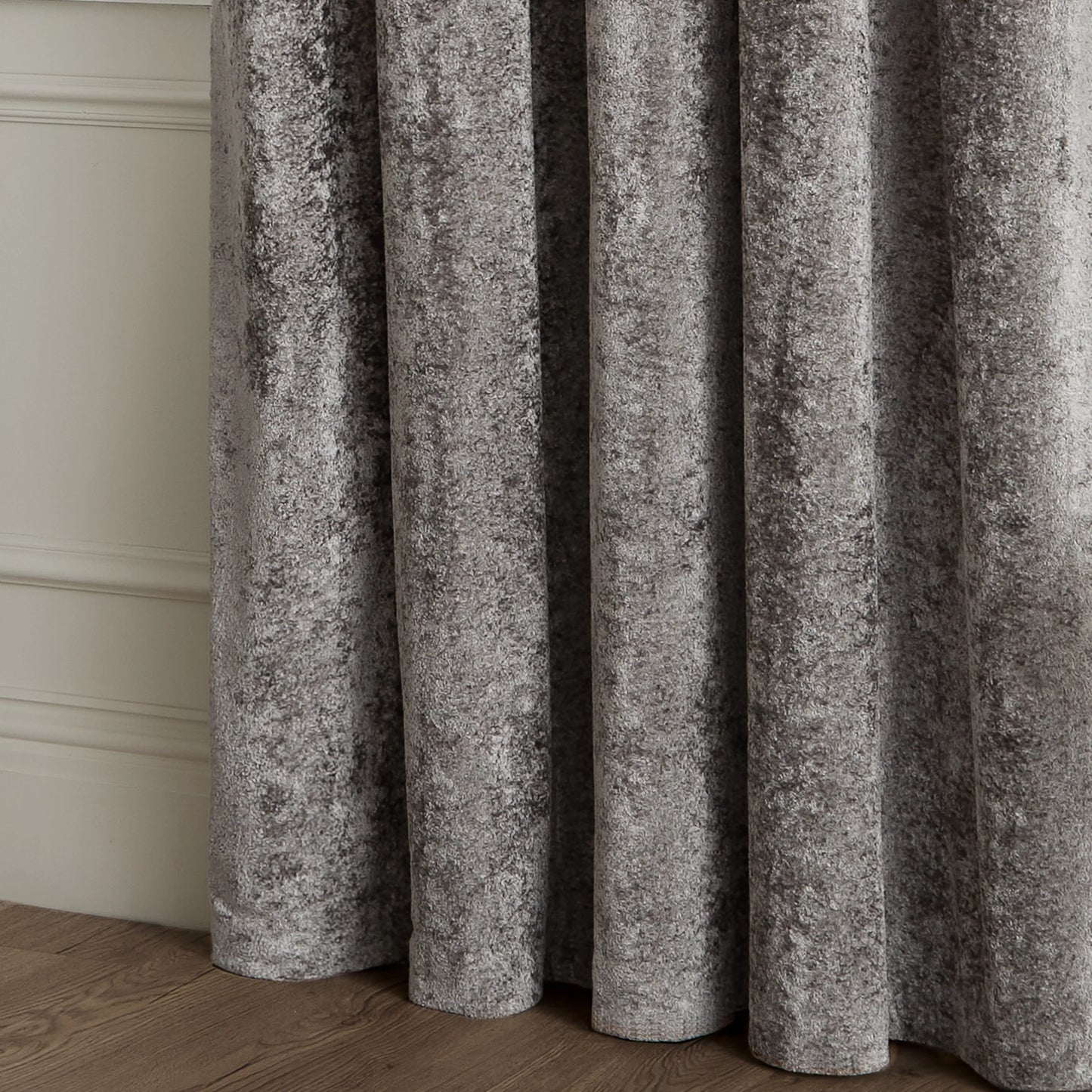 Paoletti Lustre Velvet Eyelet Curtains - Pewter