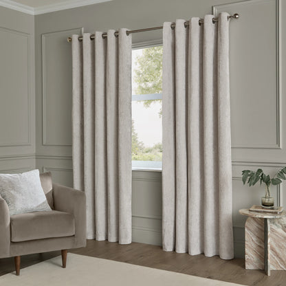 Paoletti Lustre Velvet Eyelet Curtains - Silver