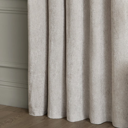 Paoletti Lustre Velvet Eyelet Curtains - Silver
