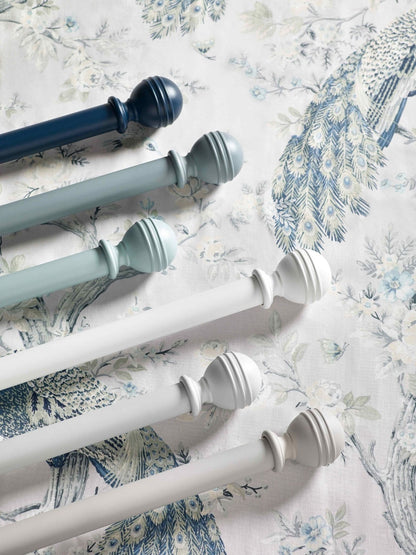 Laura Ashley Ribbed Ball 35mm Wooden Curtain Pole - Cotton White
