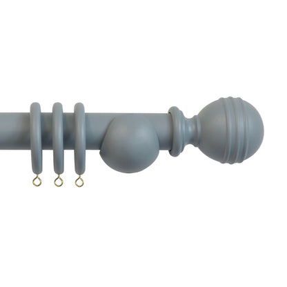 Laura Ashley Ribbed Ball 35mm Wooden Curtain Pole - Dark Slate