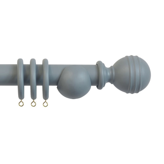 Laura Ashley Ribbed Ball 35mm Wooden Curtain Pole - Dark Slate