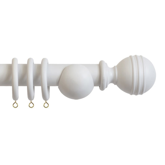 Laura Ashley Ribbed Ball 35mm Wooden Curtain Pole - Pale Dove Grey