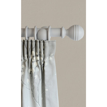 Laura Ashley Ribbed Ball 35mm Wooden Curtain Pole - Pale Dove Grey