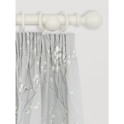 Laura Ashley Ribbed Ball 35mm Wooden Curtain Pole - Soft Natural
