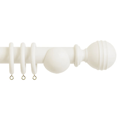 Laura Ashley Ribbed Ball 35mm Wooden Curtain Pole - Soft Natural