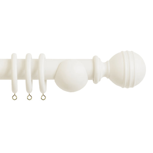 Laura Ashley Ribbed Ball 35mm Wooden Curtain Pole - Soft Natural