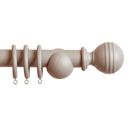 Laura Ashley Ribbed Ball 35mm Wooden Curtain Pole - Truffle