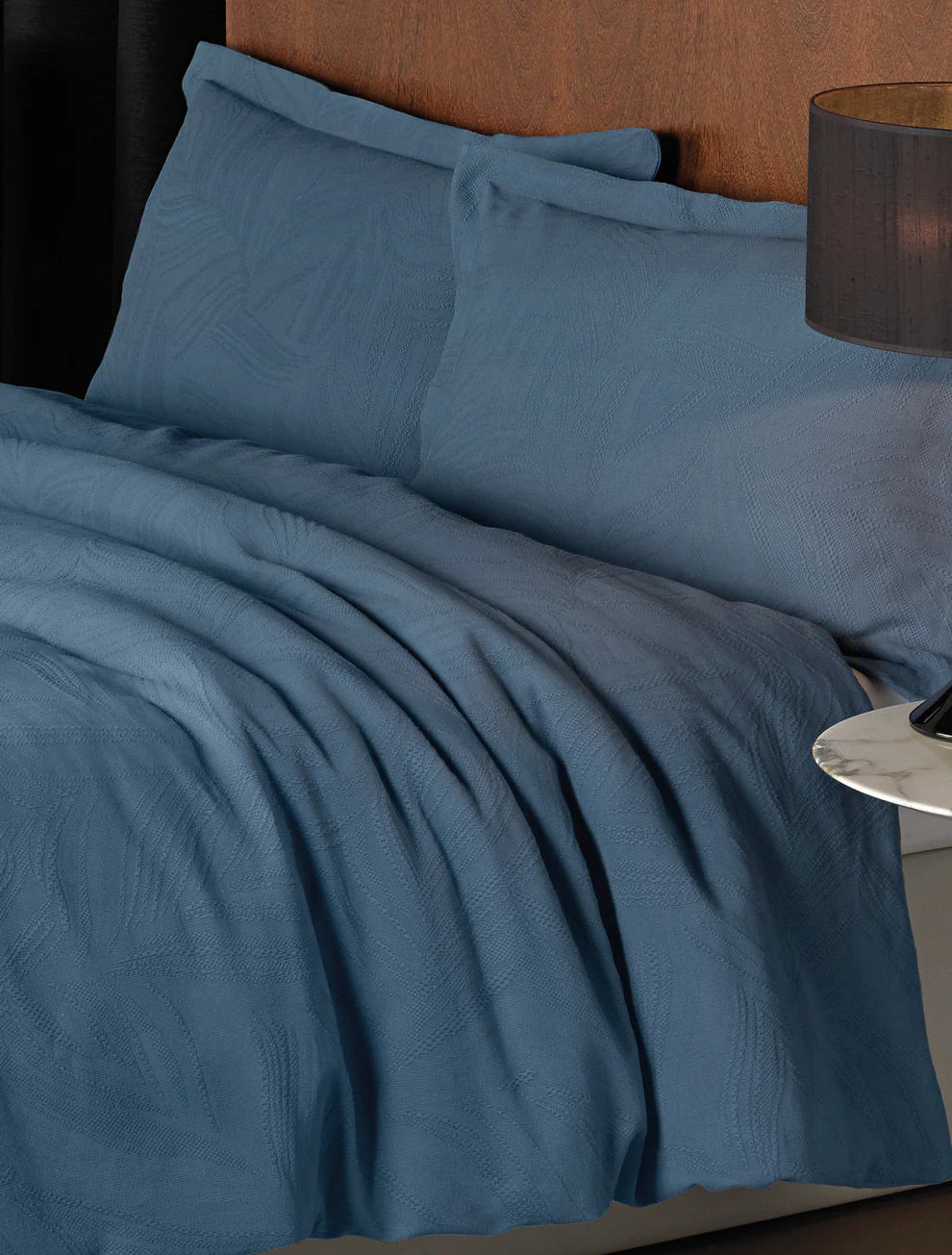 Design Port Linen Leaf Duvet Cover Set - Denim