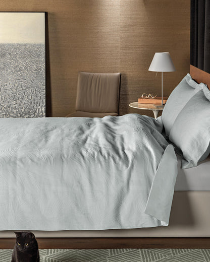Design Port Linen Leaf Duvet Cover Set - Duck Egg