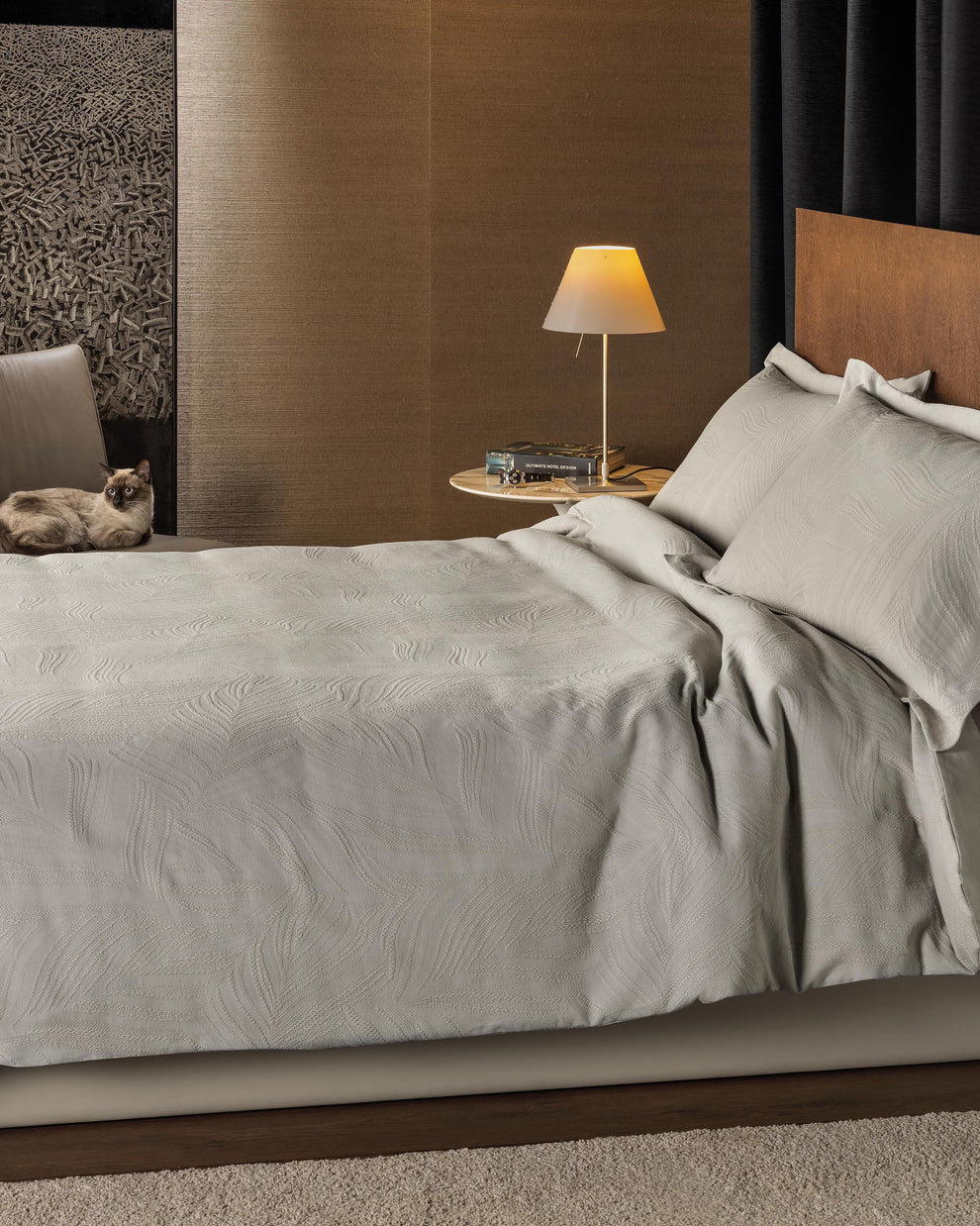 Design Port Linen Leaf Duvet Cover Set - Stone