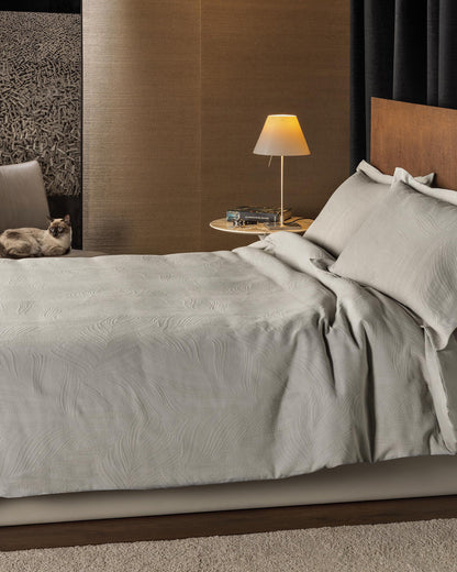 Design Port Linen Leaf Duvet Cover Set - Stone