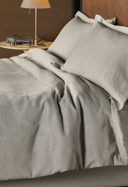 Design Port Linen Leaf Duvet Cover Set - Stone