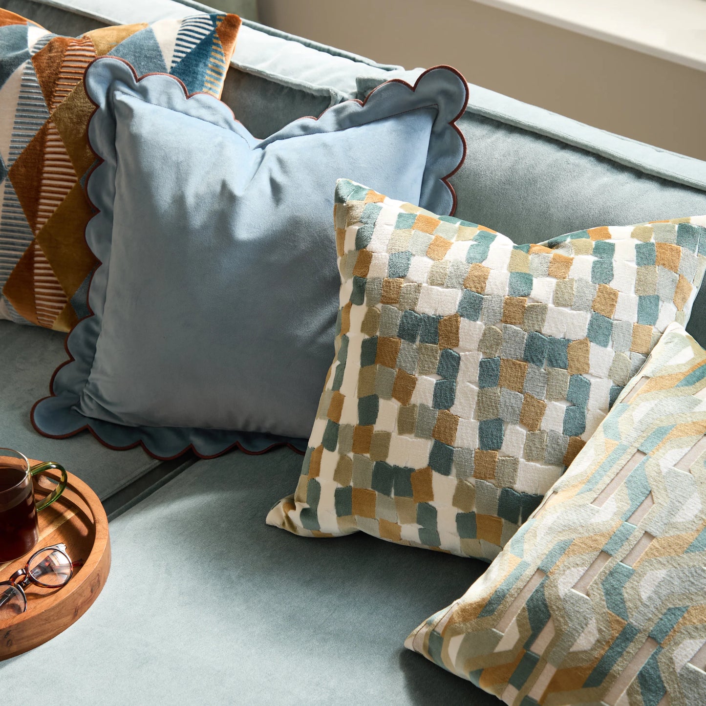 Furn Metro Blocks Cushion - Green