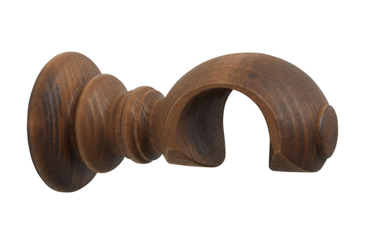 Hallis Modern Country 45mm Wooden Curtain Pole Clasp Bracket - Dark Oak