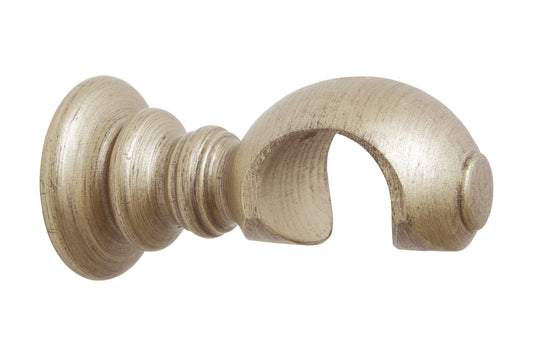 Hallis Modern Country 45mm Wooden Curtain Pole Clasp Bracket - Satin Silver