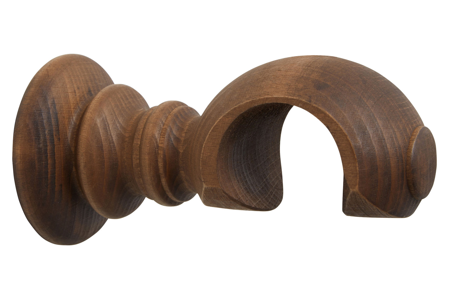 Hallis Modern Country 55mm Wooden Curtain Pole Clasp Bracket - Dark Oak
