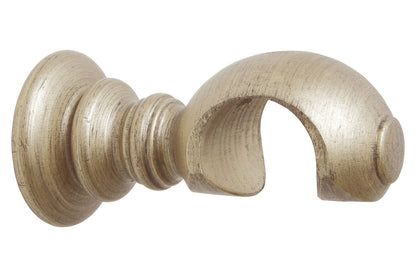 Hallis Modern Country 55mm Wooden Curtain Pole Clasp Bracket - Satin Silver