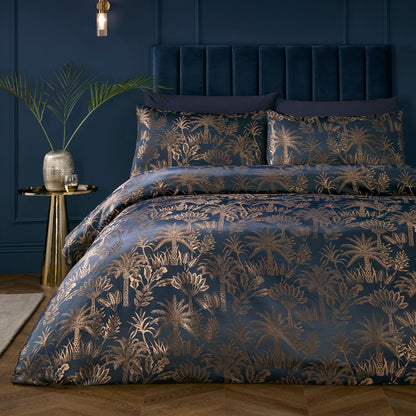 Soiree Midnight Palm Duvet Cover Set - Navy
