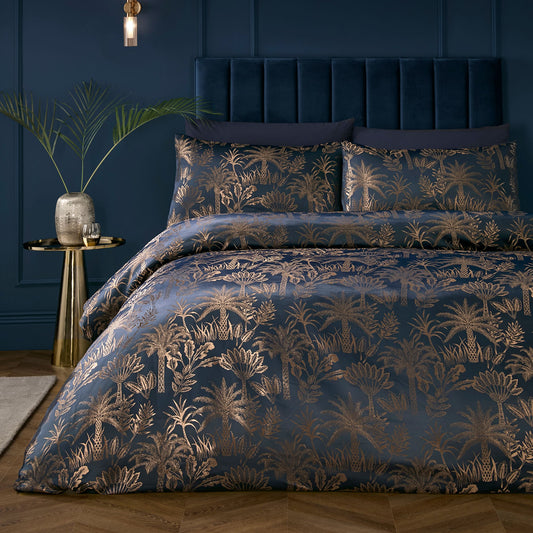 Soiree Midnight Palm Duvet Cover Set - Navy