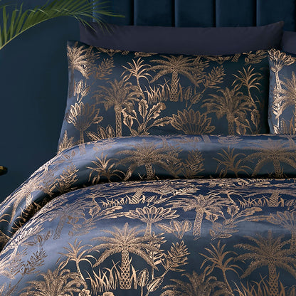 Soiree Midnight Palm Duvet Cover Set - Navy