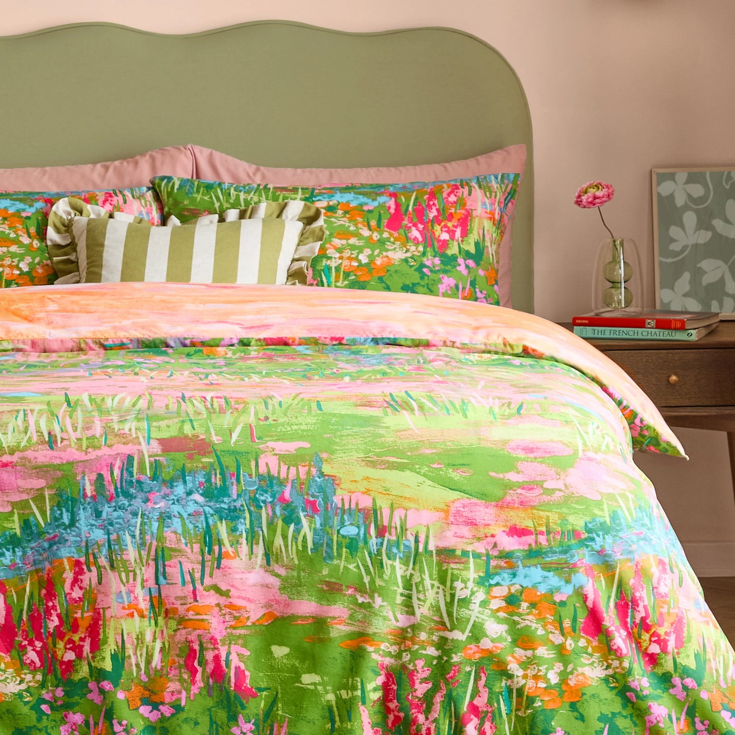 Furn Meadow Escape Duvet Cover Set - Green/Pink