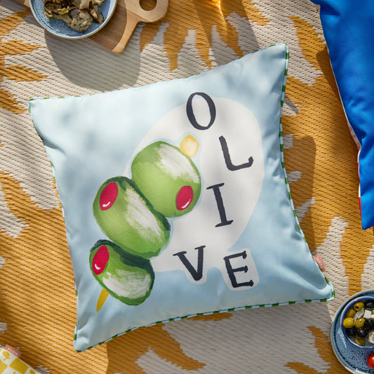 Furn Mediterranean Olive Outdoor Cushion - Olive/Blue