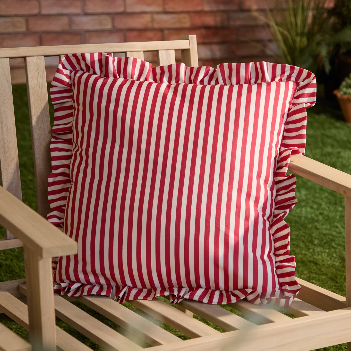Wylder Millie Ruffle Outdoor Cushion - Candy Red