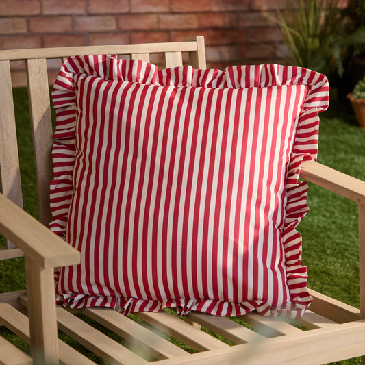 Wylder Millie Ruffle Outdoor Cushion - Candy Red