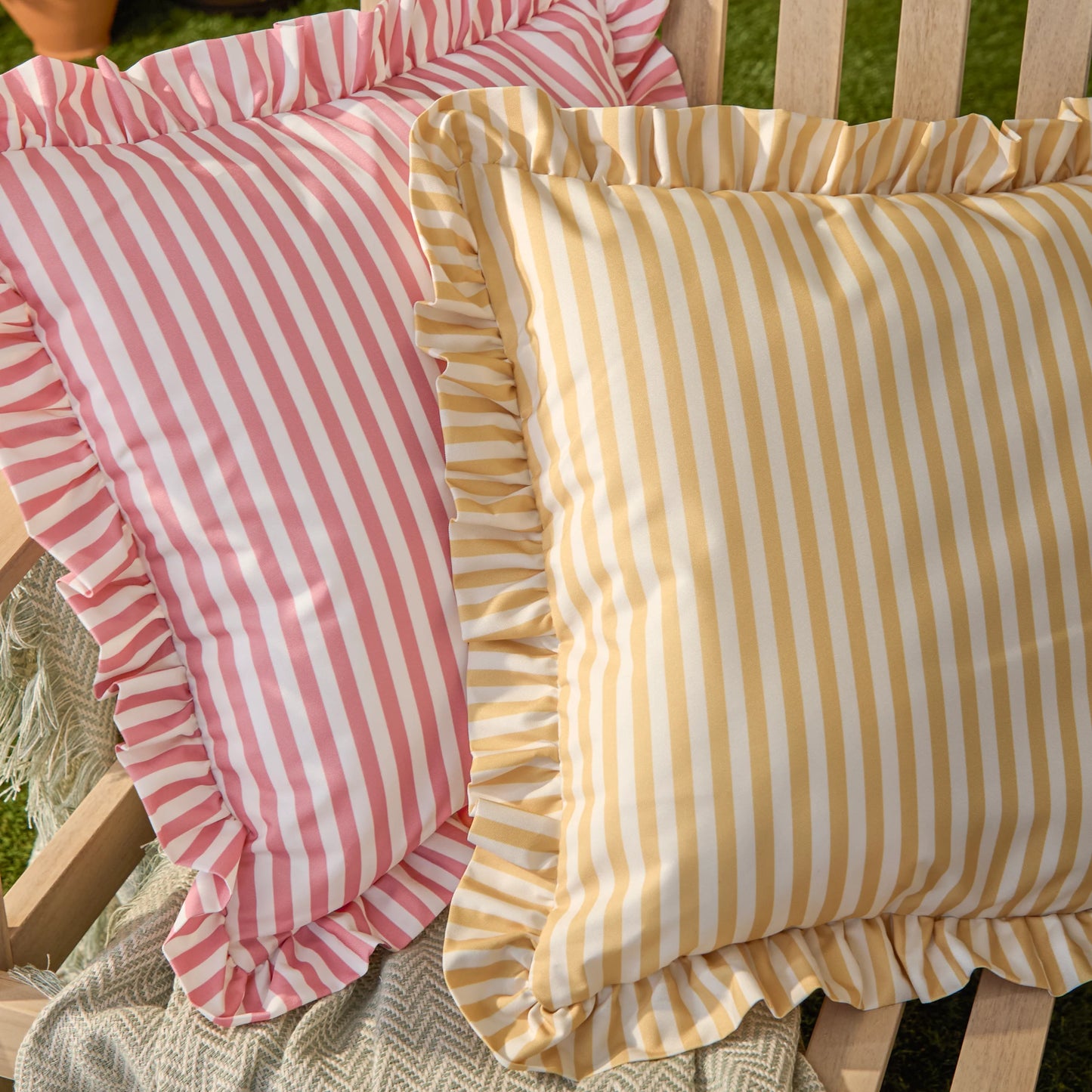 Wylder Millie Ruffle Outdoor Cushion - Yellow