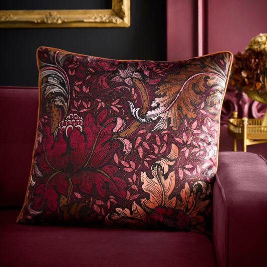 Laurence Llewelyn-Bowen Morris Major Chintz Cushion - Burgundy