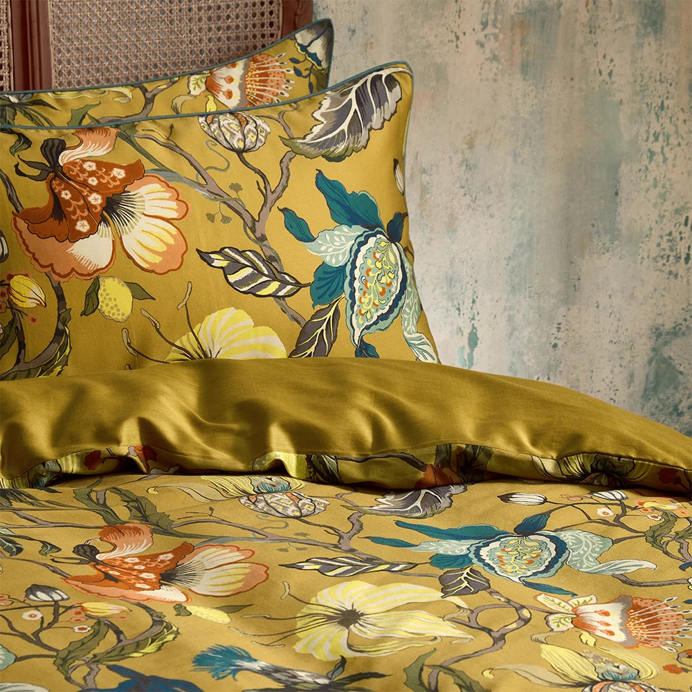Edinburgh Weavers Morton Floral Duvet Cover Set - Ochre