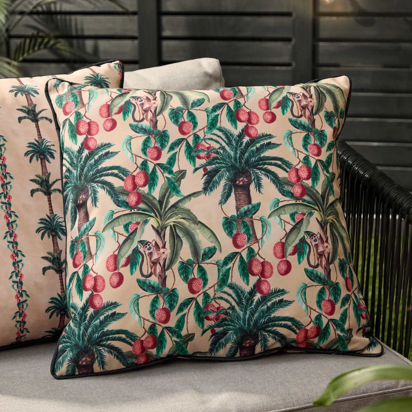 Wylder Monkey Palm Monkeys Outdoor Cushion - Papyrus